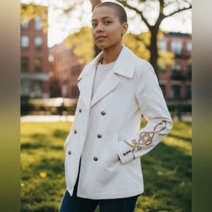 Ralph Lauren Denim & Supply Denim Ivory Military Navy Pea Coat Jacket